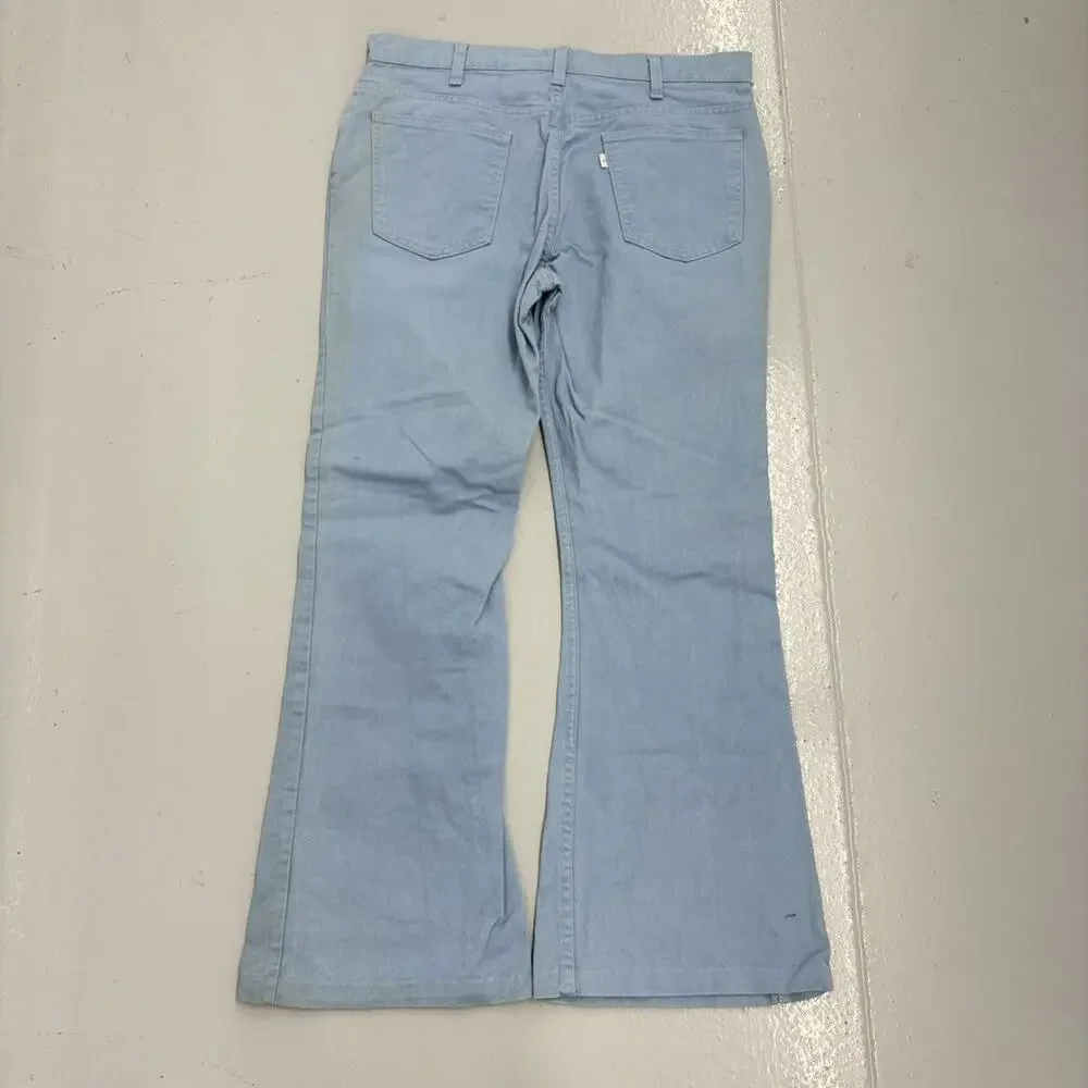 Vintage 70s Levi's 693 Blue Wide Leg Flared Pants 34x30